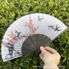 Leque Dobrável Estilo Antigo Transfronteiriço para o Verão, Estilo Chinês, Hanfu, Cheongsam, Leque Pequeno Dobrável de Bambu Portátil para Mulheres