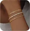 Pulsera de moda transfronteriza con incrustación de circonita individual, cadena de perlas de mijo de acero inoxidable, pulsera brillante, pulsera de tres piezas, venta al por mayor