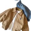 Abrigo de mezclilla para niños primavera y otoño 2025 clásico retro desgastado lavado cremallera bebé color sólido chaqueta duradera
