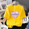 Camiseta de Manga Corta de Algodón Puro para Niñas Verano Nuevo Estilo Dibujos Animados Casual Versátil Top de Media Manga para Niños Medianos y Grandes