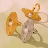 Nuevo Anillo Abierto Geométrico de Acero Inoxidable con Forma de Huella Dactilar de Miduoduo, Anillo de Dedo Ins Transfronterizo Más Vendido Joyería para Manos