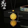 Collar Colgante Brújula de Ocho Tesoros de Imitación de Alta Calidad, Oro Imitación Oro Arena Vietnamita, Colgante Hueco con el Carácter de Fortuna, Nuevo Estilo Chino