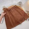 Saia Mini de Veludo Cotelê Cintura Alta Justa ao Corpo Feminina 2026 Outono Novo Estilo Moda Coreana Retrô Popular Linha A