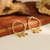 Aretes de Acero Inoxidable de Círculo Caliente Transfronterizo Aretes de Cuentas Destacadas Aretes Minimalistas Retorcidos de Diamantes Aretes Redondos Trenzados