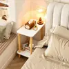 Mesita de noche Ultraestrecha Simple para Dormitorio Mesita de Noche Pequeña Mini Estante de Almacenamiento para Espacios Estrechos Mesa Lateral Móvil Ultraestrecha para Sofá