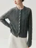 Cardigan sofisticado de tricô trançado com gola redonda em estilo retrô francês para mulheres, agasalho quente para outono e inverno, casaco suéter grosso estilo old money