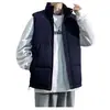 2026 Estilo Americano Cor Sólida Gola Alta Colete Masculino Roupa de Inverno Quente Espessado Versátil Jaqueta de Algodão Casaco Tendência