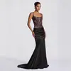 Conjunto de Vestido Novo da Moda Transfronteiriço Europeu e Americano, Vestido Elegante e Sexy com Alça de Espinha de Peixe com Design Ruched Bodycon Elegante e Gracioso