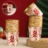 Vasos Desechables Pequeños Rojos para Vino con Palabras Felices para Té y Agua, Vasos de Papel Pequeños Engrosados para Uso Doméstico, Adecuados para Banquetes de Boda