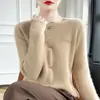 Suéter de Lana Nuevo Estilo Otoño e Invierno 2026 para Mujer Cuello Redondo Tejido Holgado Suéter Pulóver Color Sólido Manga Larga Prenda Base