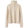 Elegante Cárdigan de Cachemira Hueco 2026 Otoño/Invierno Nuevo para Mujer Camisa Base de Cuello Alto Abotonada Abrigo de Corte Holgado