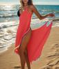 Multi-color in stock cross-border color tassel women's sunscreen skirt European and American one-piece beach skirt multi-functional holiday blouse