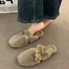Pantuflas peludas de suela gruesa para mujer para usar en exteriores, nuevas de otoño e invierno 2026, slip-on de felpa de moda, de punta cerrada, de algodón