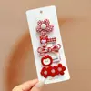 Grampo de Cabelo Laço Vermelho Fofo de Ano Novo para Crianças Meninas Flor Desenho Animado Presilha Lateral Bebê Presilha Bico de Pato de Ano Novo Acessório de Cabeça