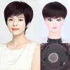 Aplique de cabelo humano real feminino para meia-idade e idosos, área grande para cobrir cabelos brancos, cabelo curto liso estilo mãe, aplique de cabelo fino e respirável