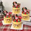 Decoração de Bolo de Natal Feliz 2025 Enfeites de Papai Noel de Plástico Macio Sino Círculo de Grama Bandeirinha Pequena Plug-in para Sobremesa