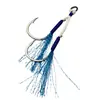 Línea de Nylon Placa de Hierro Gancho Azul Doble Gancho Gancho para Pesca en Barco Par de Ganchos de Placa de Hierro Pesca Lenta de Jigging Pez Negro Bacalao Pesca