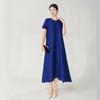 Saia de Cruzamento Miyake Leve e Sofisticada de Nicho Não Contrastante, Vestido Longo Elegante de Tamanho Grande Solto que Cobre a Carne para Mulheres