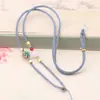 Lanyard de Flor Mandala Tejido a Mano Jade Ágata Cristal Colgante Cuerda de Collar Ajustable Jade Pei Lanyard Dorado