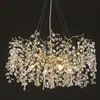 Lustre de alumínio com cristal para sala de estar, luz principal para hall, luminária criativa e única em formato de galho de árvore para sala de jantar, corredor, quarto