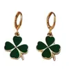 Pendientes de Moda Esmalte Verde Trébol de Cuatro Hojas de la Suerte para St. Día de San Patricio, Acero Inoxidable Esmaltado al por Mayor del Fabricante