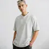 Camiseta de verano para hombre de manga corta con cuello inclinado y cremallera, top de manga corta deconstruido de alta resistencia, estilo americano, nicho, corte limpio