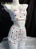 E-commerce Transfronteiriço Novo Sexy Europeu e Americano Pijama Camisola Roupa de Casa Estampa de Coração Conjunto de Duas Peças Pijama Sexy Atacado