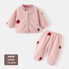 Traje cálido con forro polar para bebé, cárdigan para niños, primavera, otoño e invierno, ropa de bebé dividida, conjunto de dos piezas engrosado de otoño e invierno