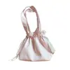 Bolsa de Lona Minimalista com Cordão, Bolsa de Mão Estilo Japonês, Bolsa Grande de Cor Sólida com Cordão para Marmita Venda por Atacado