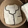 Pijama de Encaje con Estampado de Conejo Estilo Graffiti para Mujer, Conjunto de Cardigan de Manga Larga y Pantalón Largo para Primavera y Otoño, Se Puede Usar Afuera como Ropa de Casa
