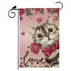 Bandeiras de Jardim Temáticas de Amor para o Dia dos Namorados, Gato e Cachorro, Best-Sellers Transfronteiriços, Bandeiras de Jardim de Linho Impressas em Ambos os Lados, Design Personalizado Disponível