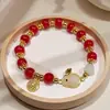 Pulseira de vidro de jade branco gelo Little Red Riding Book em torno do dedo, prato de estudante rosa suave, pulseira de vidro para brincar, atacado