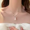 Colar Simples de Pérola e Zircônia de Camada Dupla Design de Nicho Elegante Temperamento Gentil Corrente para Clavícula Versátil Colar Exquisito