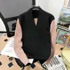 Suéter Pulôver Gola Lapela Falso Duas Peças Estilo Coreano Manga Longa Masculino Outono Solto Cor Sólida Casual