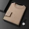 Nuevo suéter de cachemira para hombre de otoño e invierno, cuello redondo, tejido de siete puntos grueso, corte holgado, talla grande, jersey, suéter base de punto de lana de color liso