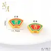 Nuevas Cuentas Espaciadoras con Agujero Pasante para Pulsera DIY Auspiciosas de Esmalte Dorado Arena Conserva Color Estilo Chino Flor de Loto Trébol de Cuatro Hojas