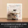 Tazón Cubierto Azul y Blanco Flintstone Rojo Dorado Pintado del Fabricante Tazón de Té Jin'An con Tapa Flor de Amor Mariposa Juego de Té de Cerámica Taza de Té de Gran Capacidad