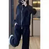 Conjunto Esportivo Casual para Mulheres 2025 Outono Novo Popular Tamanho Grande Gorduchinha Estilo Solto Moletom e Calça Conjunto de Duas Peças