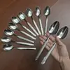 Cuchara de Comedor Acero Inoxidable para el Hogar Cuchara para Comer Cuchara Sopera Simple Espiga de Trigo Cuadrada Punta Afilada Vajilla de Hotel Cuchara