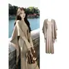 Vestido de punto de manga larga con cuello vintage estilo francés para mujer, otoño e invierno, elegante y ajustado, combinado con un conjunto de chal capa