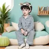 Pijama Derong Kidsren 2025 Nuevo Cuadros Holgado Mediano y Grande Niños Pantalones de Manga Larga Bebé Conjunto de Ropa para el Hogar Otoño