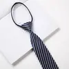 Corbata Azul Marino Rayada sin Nudos para Hombres y Mujeres Formal de Negocios Profesional Trabajo Cuello Flor