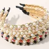 Estilo Coreano Retro Luxo Leve High-End Corrente de Pérolas de Cristal Exquisita Tiara de Cabelo para Adultos Acessório de Cabelo com Strass Prensado para Mulheres