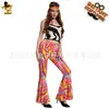 Calça Pantalona Estampada Feminina Moda Hippie Anos 70 Hippy Vintage Fantasia de Halloween