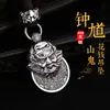 Colar Zhong Kui Prata S925 Prata Pura Pingente Poderoso Masculino Moeda do Espírito da Montanha Pingente Bago Amuleto da Sorte Pingente Rotativo
