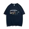 Verão Novo Design Nicho Estampa Cartoon Algodão Puro Pesado Camiseta Manga Curta Marca Tendência Masculina Top Meia Manga