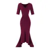Vestido Irregular con Escote Asimétrico y Mangas Cortas, Pura Atracción, para Mujer, Falda Elástica de Cintura Ajustada para Verano, Vestido Largo Sexy de Cola de Pez
