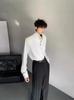 Playera de Manga Larga con Cuello Alto y Hombreras para Hombre, Otoño e Invierno, Nueva, Sensación de Alta Gama, Plana, Guapo, Cálido, Casual, Suelto, Interior, Camiseta Base