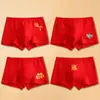 Ropa interior roja al por mayor para niños para el Año del Caballo, Calzoncillos tipo bóxer de algodón Grado A para niños, niños mayores y bebés, Calzoncillos tipo bóxer rojo brillante
