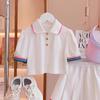 Traje de Falda de Verano para Niñas Casual Nueva Moda Infantil Ropa Deportiva Camiseta POLO de Manga Corta de Verano para Bebé